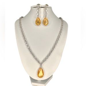 Vintage Titanic Similar Crystal Necklace and Diamonds on Silver Plated Titanium